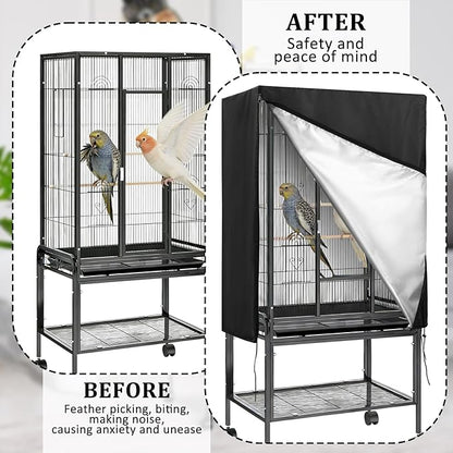 Bird Cage Cover 35"x25"x47" Heavy Duty Waterproof Bird cage Covers for Night, Zipper Panel Blackout Birdcage, Good Night Enclosure for Parakeet, Parrot, Cockatiel and More Finches