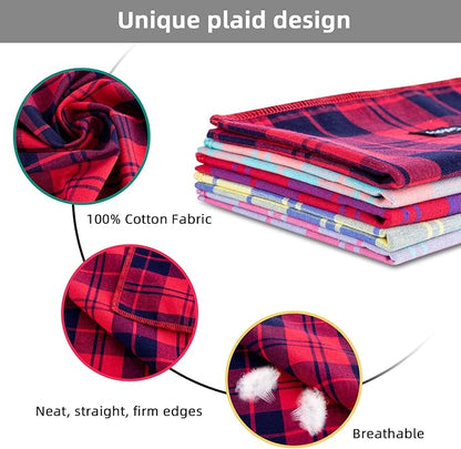 Dog Bandanas-5PCS Birthday Gift Puppy Bandana Vibrant Color Plaid Printing Adjustable Scarf Bib Handkerchief Accessories for Medium Large Dog Pet