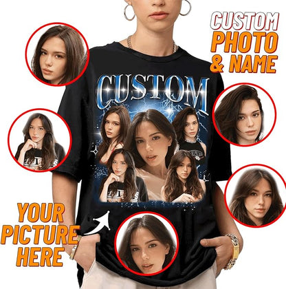 NAZENTI Custom Bootleg Rap Tee, Custom T-Shirts with Picture, Retro Custom Bootleg, Valentine's Gifts for Him Her