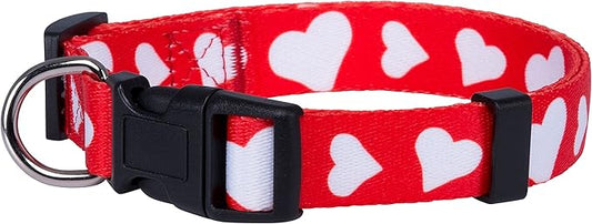 Native Pup Valentine’s Dog Collar- Valentines Day Pet Collars- Valentine Girly Hearts- Pink Red Heart- Cute Boy Girl Puppy Gift- Adjustable for Small, Medium, Large Breeds (Red Heart, Medium)