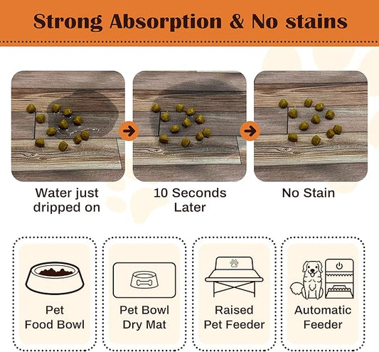 Pet Feeding Mat for Floors Waterproof Dog Mat for Food and Water Absorbent Quick Dry Non Slip mat for Cat Bowls