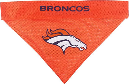 Pets First NFL DOG BANDANA - DENVER BRONCOS REVERSIBLE PET BANDANA. 2 Sided Sports Bandana with a PREMIUM Embroidery TEAM LOGO, Small/Medium. - 2 Sizes & 32 NFL Teams available