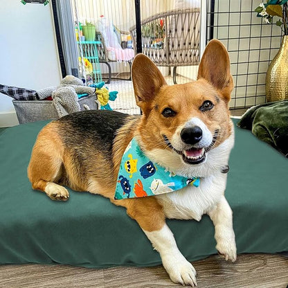 Dog Bed Cover Waterproof Replacement Machine Washable Covers for Dog Bed Heavy Duty Scratch Resistant Mattress Protector Pet Bed 30x20 Inch Dark Green Cover Only