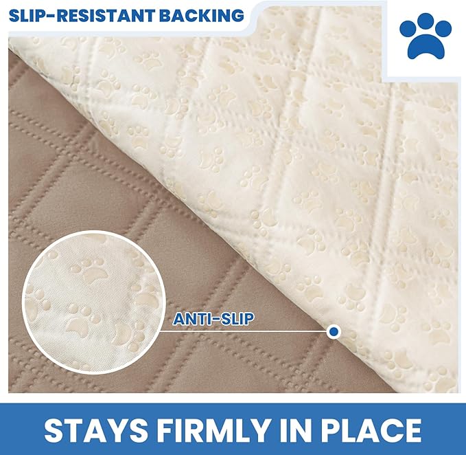 Waterproof Dog Bed Cover, Non-Slip Dog Blanket for Couch, Couch Covers for Dogs Washable, Pet Blanket for Furniture, Pet Bed Mat for Sofa, Car, Pet Supplies (82x102 Inch, Khaki)