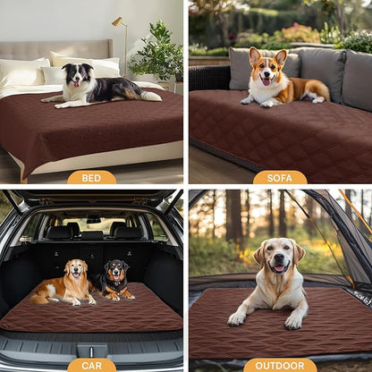 Luciphia 100% Waterproof Couch Cover Blanket for Dogs Anti-Slip Pet Couch Protector Sofa Mat Puppy Cat Blanket with Non-Slip Bottom, Coffee Brown, 40x50 Inch