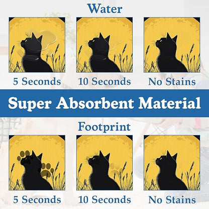 Giner Cat Moon Pet Food Mat for Cats and Dogs–Christmas Stocking Absorbent Quick Dry Feeding Placemat, Non Slip Rubber Base, Waterproof Bowl Mat for Indoor Use, Pet Supplies 16"x24"