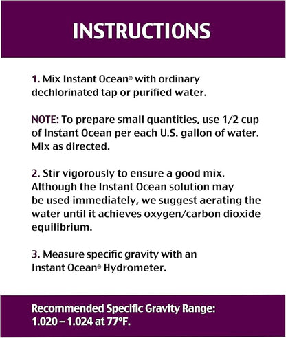 Instant Ocean Sea Salt 50 Gallons, For Marine Aquariums, Fast Dissolving
