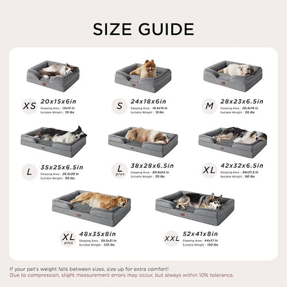 Bedsure Orthopedic Dog Beds Large Sized Dog - Washable Large Dog Cat Bed Waterproof, Comfort Dogs Couch Sofa with Washable Removable Cover, Pet Bed with Nonskid Bottom, Plush-Black, 35"