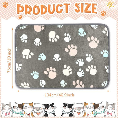 Tatuo 4 Pcs Dog Blanket for Pet Cat Blankets Indoor Puppy Teething Stuff Toys Paw Print Fleece Soft Blanket Sleep Mat for Guinea Pig Cage(Dark Gray,X-Large(41 x 30 Inch),Square)