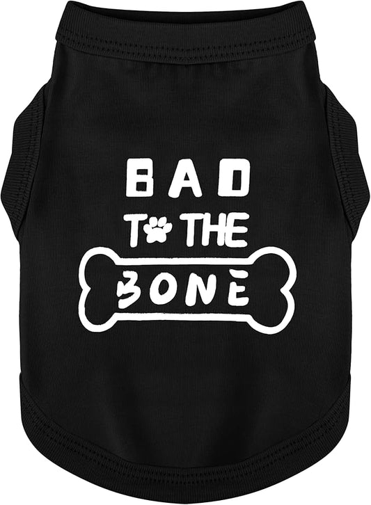 Discover Cozy Cotton Canine Wear: Soft, Lightweight, and Breathable Dog Shirt Vest with Eye-Catching Graphics(Bad to The Bone), Keeping Your Furry Friend Warm and Comfy! Black XXS