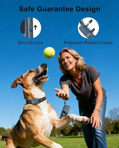 Jugbow Dog Shock Collar - 4500FT Dog Training Collar with Remote, IPX8 Waterproof Electric Dog Collar with 4 Training Modes, Security Lock, Rechargeable eCollar for 10-120lbs Dogs(Navy Blue)