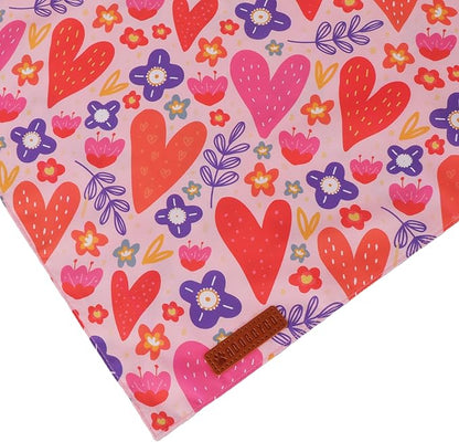 ADOGGYGO Valentines Dog Bandana 2 Pack, Heart and Floral Print Pet Scarf Bib, Adjustable Fit Red Pink Valentines Bandanas for Medium Large Dogs (Large)