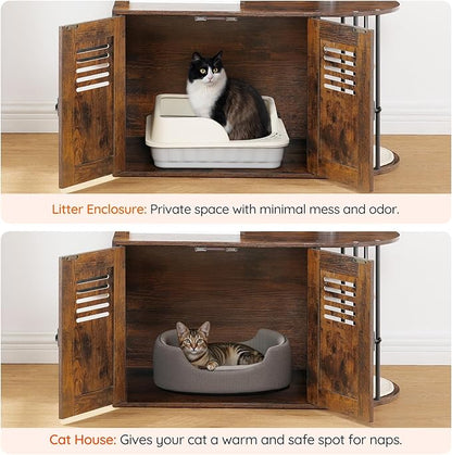 HOOBRO Cat Tree with Litter Box Enclosure, All-in-One 31.5" Cat Tower with Hidden Litter Box Cover Furniture for Indoor Cats, Versatile Cat Condo with Sisal Posts, Hammock, Rustic Brown FG45MZ03