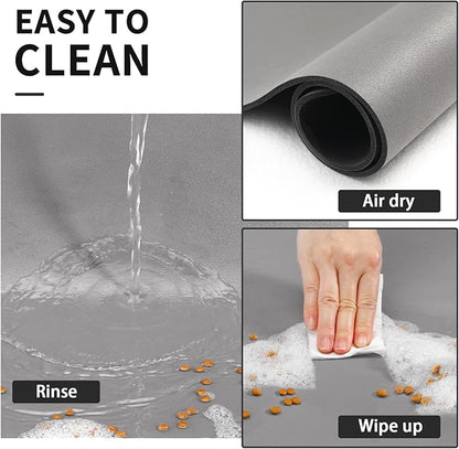 Dog Food Mat - Absorbent Cat Mat for Food and Water, No Stains Pet Feeding Bowl Mat, Easy to Clean Pet Placemats, Quick Dry Dog Water Dispenser Mat for Messy Drinkers | Grey 12"x 19"