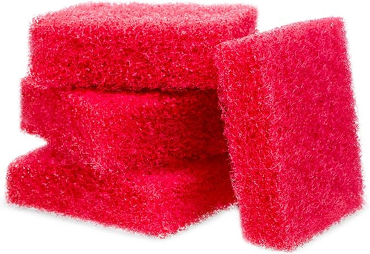 Evergreen Pet Supplies Aquarium Glass Cleaner Sponge - Non-Scratch Aquarium Glass Scrubber - Durable Tank Sponge Cleaner - Ergonomic Fish Tank Pad - Pack of 4, Red, 3.25 in x 3.25 in x 1 in