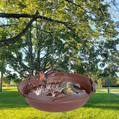 Hanging Bird Bath for Outside, VUWEZ Hanging Birdbath & Bird Feeder for Outdoors, Birds Water Wild Feeders Tray Bowl Accessories for Outdoor, Small Large Birdbaths Bowls for Garden Balcony Decoration