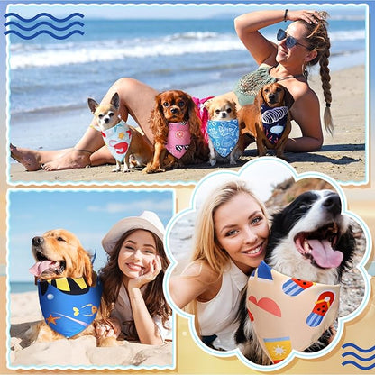 100 Pcs Ocean Dog Bandanas Bulk Pet Bibs Colorful Triangle Pet Ocean Scarf Bandanas for Medium Large Dogs Birthday Summer Beach Holiday Costume Decor