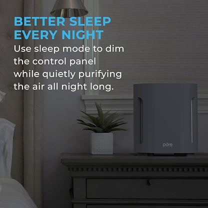 Pure Enrichment PureZone Air Purifier for Bedroom & Living Room, 4-Stage Filtration & UV-C Light, H13 HEPA Filter Helps Remove Bacteria, Pet Hair Dander, Allergens, Germs, Smoke, Dust (Gray)