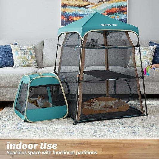 Extra Large catio Outdoor cat Enclosure,3-in-1 Cat Tower Tent with Tunnel/Pop Up Cube, Portable Catio,Cat Tent,Foldable Cat Enclosure for Indoor/Outdoor/Camping Weatherproof & Sunproof(Patented)