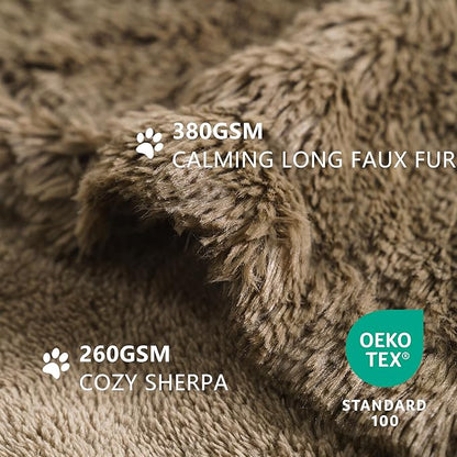 gogobunny Waterproof Dog Blanket for Couch & Furniture Protection - Super Soft Reversible Throw for Large Dogs & Cats, Calming Washable Fur & Sherpa Pet Blanket (40x50 Inch, Stone)