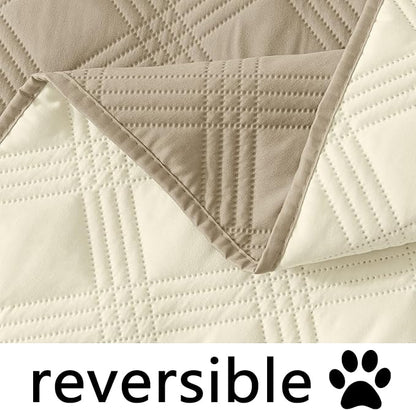 hyha Waterproof Dog Blanket, Reversible Pet Bed Blanket, Soft Sofa Couch Cover for Dogs Washable, Waterproof Pet Couch Covers for Sofa Puppy Cats Furniture Protector(40"x50", Taupe/Beige)