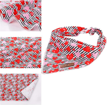 lionet paws Valentines Dog Bandana for Small Medium Large Dogs, Cat Dog Kerchief Triangle Bibs Scarf for Girl Boy