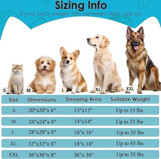 Dogs Bed for Small Dogs, Anti-Anxiety Washable Round Bed (Light Blue, 24.0" L x 24.0" W x 8.0" Th)