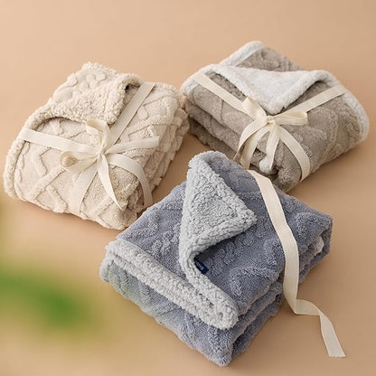 Bedsure Waterproof Dog Blankets for Bed - Pet Blanket for Bed Couch Protector Washable, Jacquard Coral Fleece Cat Throw Blanket, Soft Plush Reversible Furniture Protection, King, 86x108, Cream