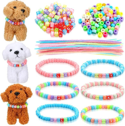 1050 Pcs Adopt a Puppy Pet Party Favors Puppy Adoption Party Supplies Make Your Own Dog Collar Necklace Kit with Beads for Pet Birthday DIY Craft(Without Dog) (Pastel Color)