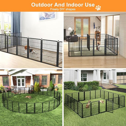 Dog Fence Outdoor Pens Outside,Portable Dog Play Pen 40" H 12 Panels Pet Playpen Exercise Pens for Puppys Small Medium Large Dogs RV Camping Yard Garden Indoor Wide Gate