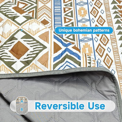 Waterproof Dog Blanket, Bohemian Dog Bed Cover Pet Blanket, Reversible Sofa Couch Cover for Dogs Washable, Protect Furniture Bed Couch Sofa for Puppy Cat (Beige Medallion, 52×82 Inch)