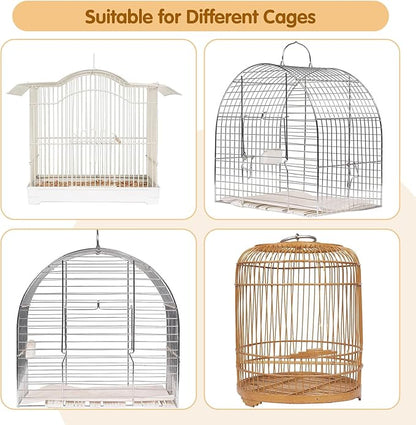 Bird Cage Seed Catcher, 45-90'' Adjustable Bird Cage Cover, Universal Nylon Bird Cage Mesh Net, Bird Cage Skirt Guard Accessories for Parrot Parakeet Macaw Round Square Cage (Black)