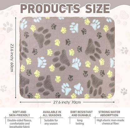 Tatuo 10 Pieces Pet Blankets with Paw Print Dog Cat Fleece Blankets Soft Warm Sleep Mat Pad Bed Cover for Kitten Puppy and Other Small Animals, 24 x 28 Inch(Cute Color)