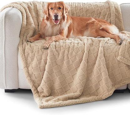 GASUR Waterproof Dog Blankets for Large Medium Dogs, Dog Blanket for Couch Bed, Fleece Pet Blanket for Furniture Sofa Protector, Soft Pet Throw Blankets for Crate Car Outdoor, Washable, 40"x50", Beige