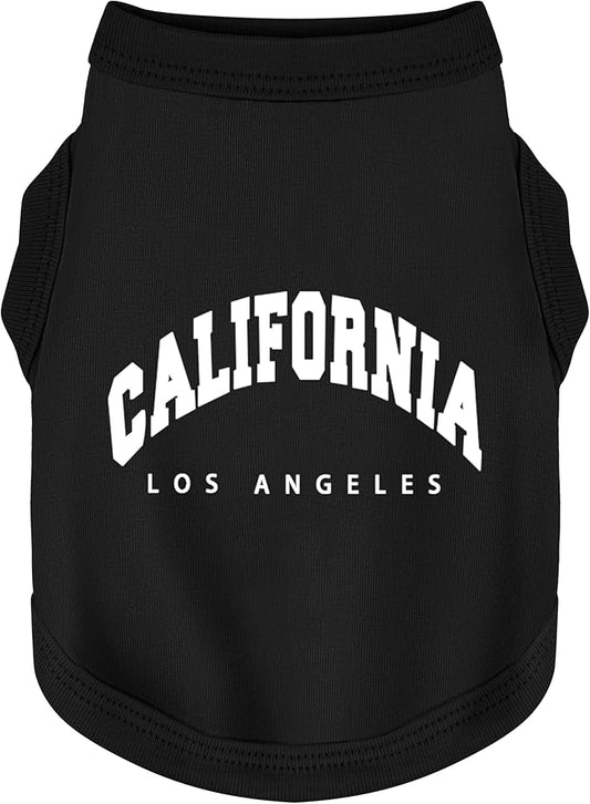 Discover Cozy Cotton Canine Wear: Soft, Lightweight, and Breathable Dog Shirt Vest with Eye-Catching Graphics(California), Keeping Your Furry Friend Warm and Comfy! Black M
