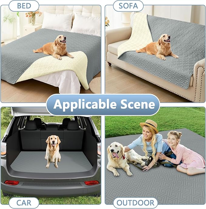 hyha Waterproof Dog Blanket, Soft Dog Bed Cover Pet Blankets, Waterproof Sofa Couch Cover for Dogs Washable, Reversible Pet Couch Covers for Sofa Furniture (40x70 Inch, Grey/Beige)
