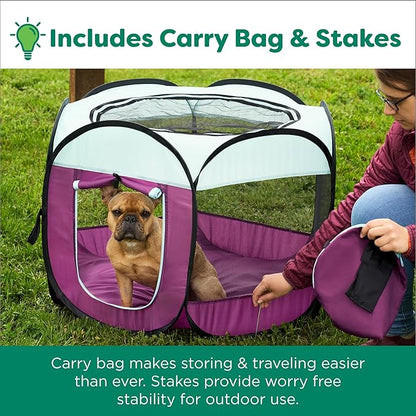 Furhaven Portable Dog Playpen Cat Tent, Pet Playground,Kennel Foldable Indoor Outdoor Zippered Puppy Crate - Navy, Medium
