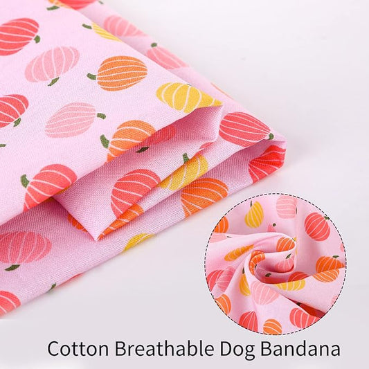 ARING PET Halloween Dog Bandanas, Cotton Pink Pumpkin Pet Bandanas Cute Triangle Bibs Scarf for Small Medium Large Boy Girl Dogs and Cats-L