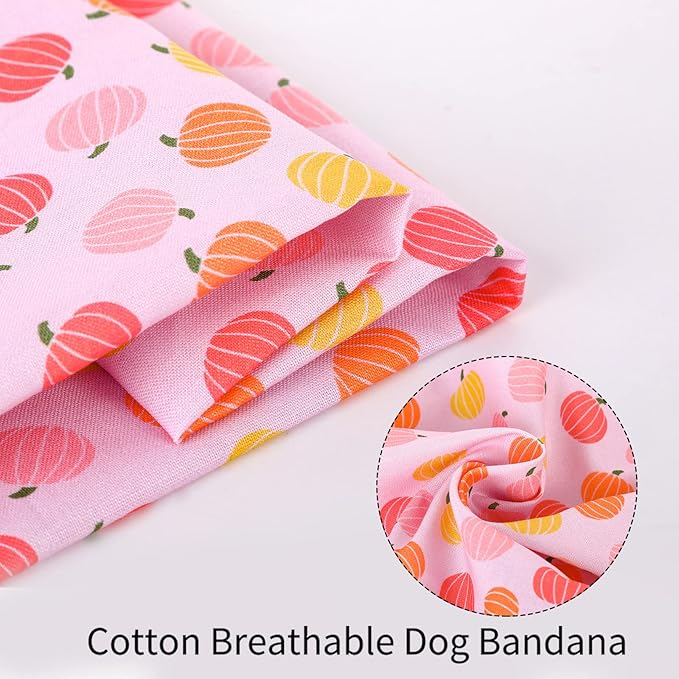 ARING PET Halloween Dog Bandanas, Cotton Pink Pumpkin Pet Bandanas Cute Triangle Bibs Scarf for Small Medium Large Boy Girl Dogs and Cats-S