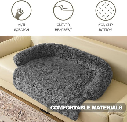 Tinaco Luxurious Calming Dogs/Cats Bed Mats, Dog Pad Washable Removable Couch Cover, Plush Long Fur Mat for Pets, Waterproof Lining, Perfect for Small, Medium and Large Dogs and Cats (Beige, 53"x39")