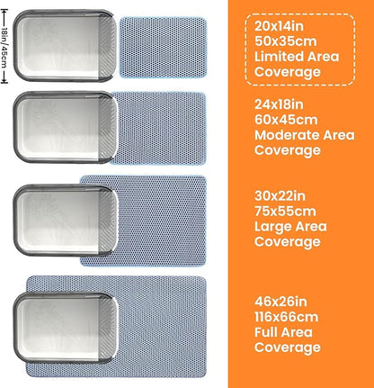 Small Cat Litter Mat, 20x14’’ Double Layer Honeycomb Cat Litter Box Mat, Non Slip Waterproof Urine Proof Litter Trapping Mat for Floor, Kitty Litter Pad, Indoor Pet Supplies, Blue