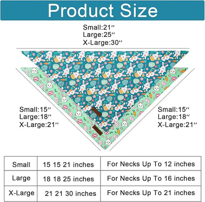 ARING PET Easter Dog Bandana 2 Pack-Cute Green Easter Eggs Dog Bandanas, Reversible Rabbit&Carrot Dogs Triangle Bibs Bunny Pet Scarf