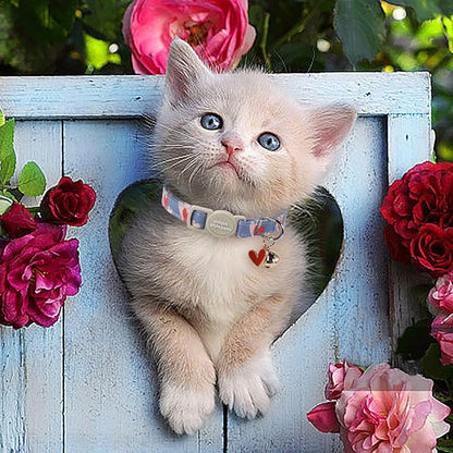 Unique style paws 2 Pack Valentine's Kitten Collar Breakaway with Bell&Pendant, Adjustable Safety Red Lip Rainbow Cat Cotton Collar for Girl Boy Cat and Small Pet