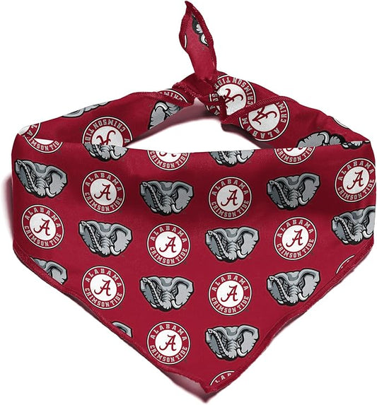 Alabama Crimson Tide Officially Licensed Bandana for Dogs and Cats | Fits Pets Great Gift Idea | Easy-to-Tie (Large, 28")
