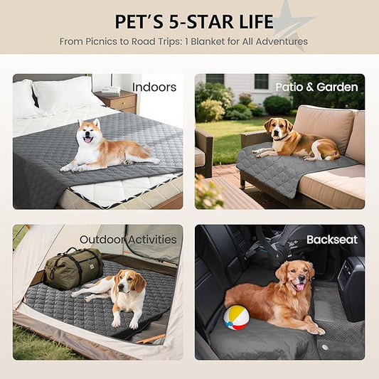 gogobunny 3X Stronger Waterproof Pet Blanket, Scratch Proof Furniture Protector for Dogs Cats, Reversible Cover 40x50 Inch, Dark Grey
