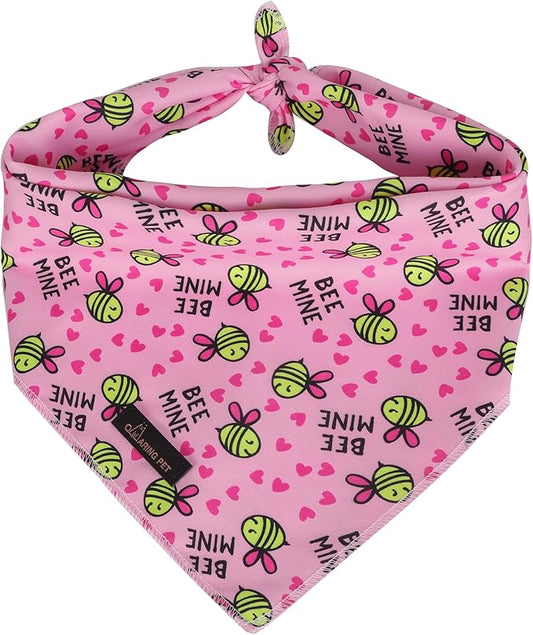 ARING PET Bee Dog Bandanas, Spring Yellow Pink Bees Pet Bandana Scarf Triangle Bibs for Puppy Small Medium Large Boy Girl Dogs Cats-S
