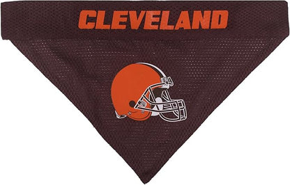 Pets First NFL DOG BANDANA - CLEVELAND BROWNS REVERSIBLE PET BANDANA. 2 Sided Sports Bandana with a PREMIUM Embroidery TEAM LOGO, Small/Medium. - 2 Sizes & 32 NFL Teams available