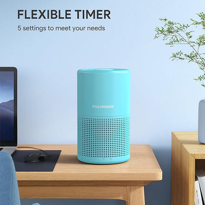 FULMINARE Air Purifiers for Home Bedroom H13 HEPA Air Purifier, 3 Speeds, Timer, 24dB, Small Mini Air Purifier with Night Light, Ocean Blue