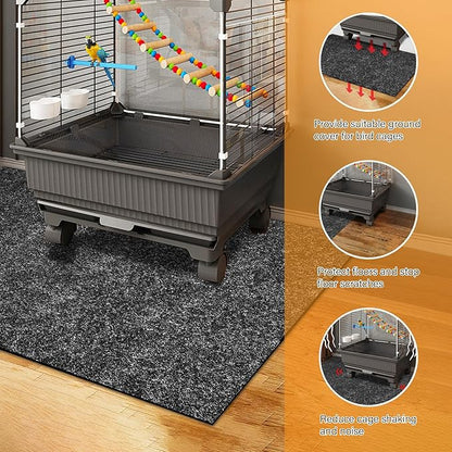 48 x 48 Inch Large Felt Bird Cage Mat, 3mm Thick Absorbent Felt Surface with Non-Slip Backing, Durable Under Pet Cage Mat for Bird Cages Tear-Resistant & Water-Absorbing Pad