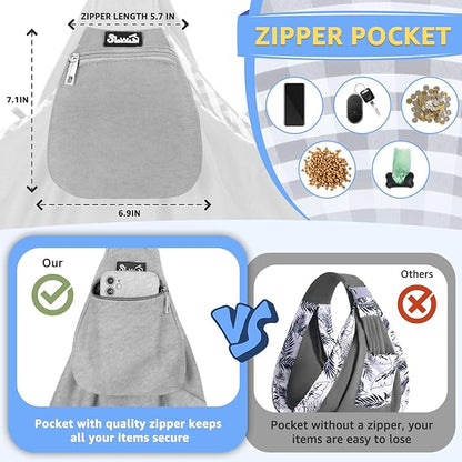 SlowTon Dog Carrier Sling - Thick Padded Shoulder Strap Adjustable Dog Carriers for Small Dogs, Puppy Carrier Purse for Pet Cat with Front Zipper Pocket Safety Belt Machine Washable (Grey, S)